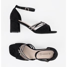 Goodin Sandales en daim noir sur le post le noir 5