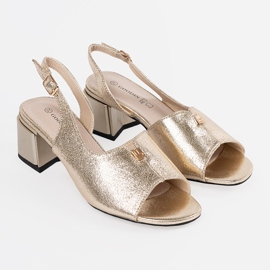 Goodin Sandales dorées en daim talons dorés d'or 2