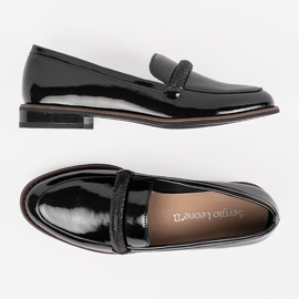 Moccasins avec insert en cuir noir Sergio Leone le noir 3