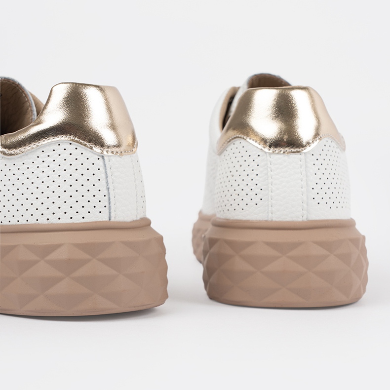 Baskets blanches et beiges avec épingles en cuir Sergio Leone 1