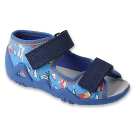 Pantoufles pour enfants Befado 350p052 Insert en cuir bleu 1 Pantoufles pour enfants Befado 350p052 Insert en cuir bleu 1