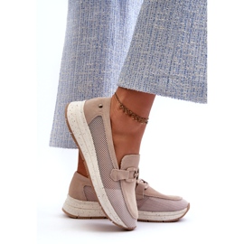 S.Barski Les mocassins en daim des femmes TW210 beige avec un ornement 3