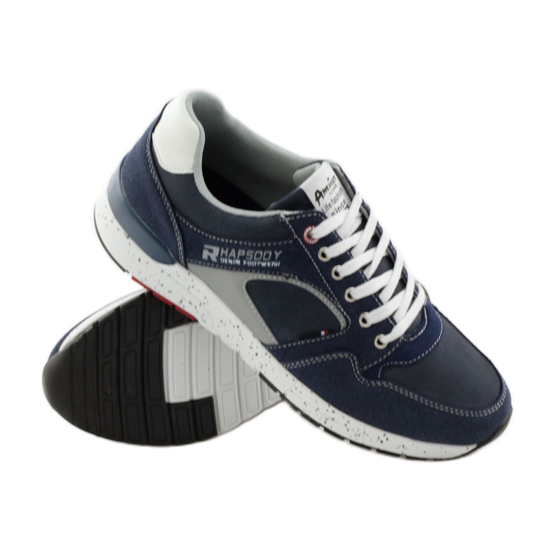 American Club Chaussures de sport pour hommes Baskets américaines 703039 bleu marine 3