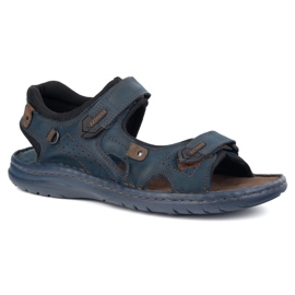 KOMODO Sandales en cuir 552k masculin avec velcro - parfait pour l'été pour les hommes actifs bleu marine 1 KOMODO Sandales en cuir 552k masculin avec velcro - parfait pour l'été pour les hommes actifs bleu marine 1