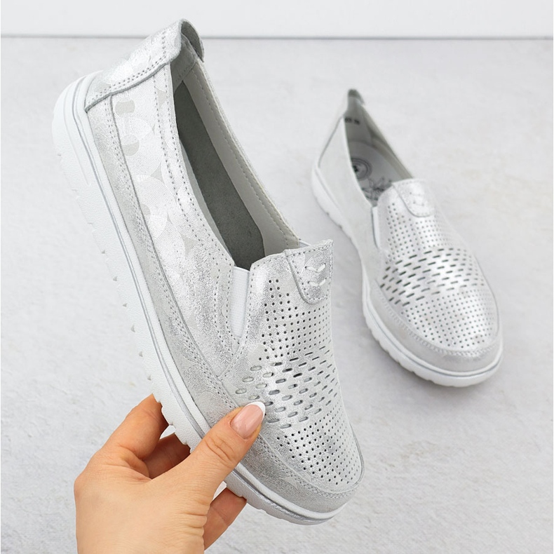 Evento Chaussures en cuir pour femmes Openwork Silver Event 1653 argent 1