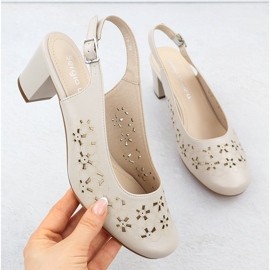 Sandales féminines pleines d'OpenWork Beige Sergio Leone SK179 1