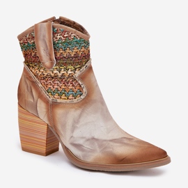 Bottes en cuir de cowboy sur un post avec une tresse maciejka décorative 06810-29 Multikolor multicolore 4