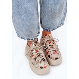 Sneakers en cuir sur la plate-forme Maciejka 06891-18 BEIGE 2