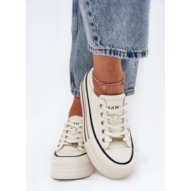 Baskets en cuir pour femmes sur Goe RR2N4106 Plateforme blanche 4