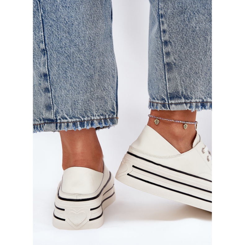 Baskets en cuir pour femmes sur Goe RR2N4106 Plateforme blanche 2