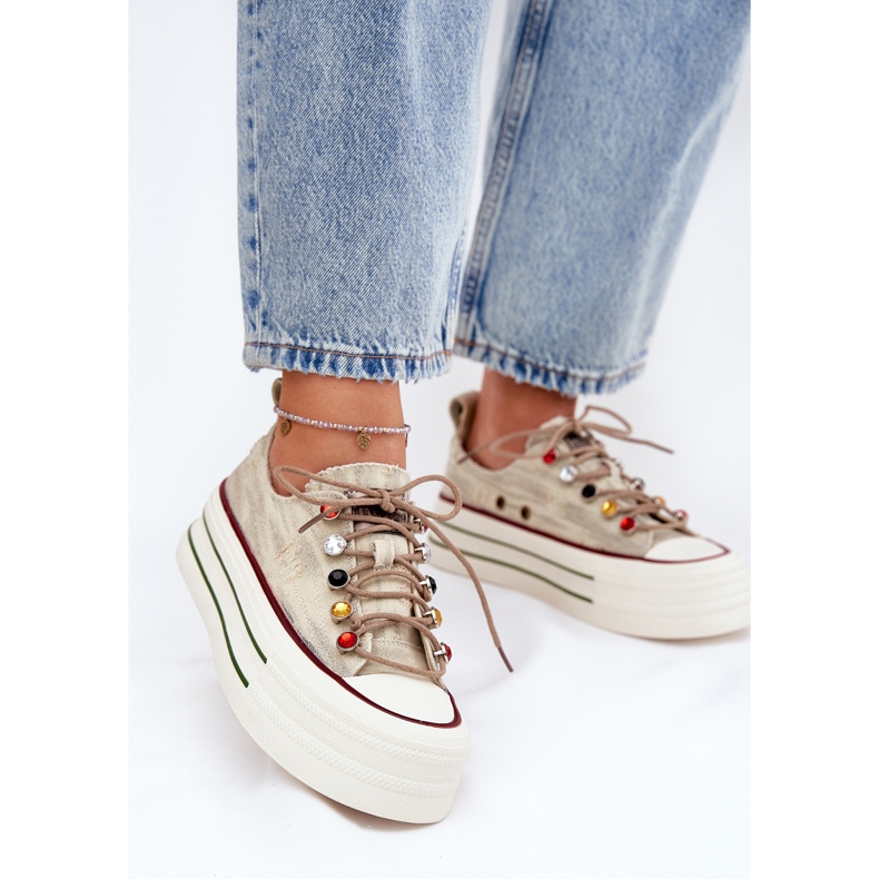 Sneakers pour femmes sur la plate-forme Goe RR2N4105 Beige 2 Sneakers pour femmes sur la plate-forme Goe RR2N4105 Beige 2