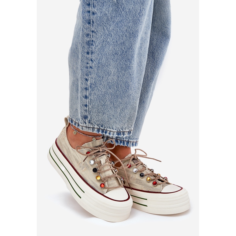 Sneakers pour femmes sur la plate-forme Goe RR2N4105 Beige 1 Sneakers pour femmes sur la plate-forme Goe RR2N4105 Beige 1