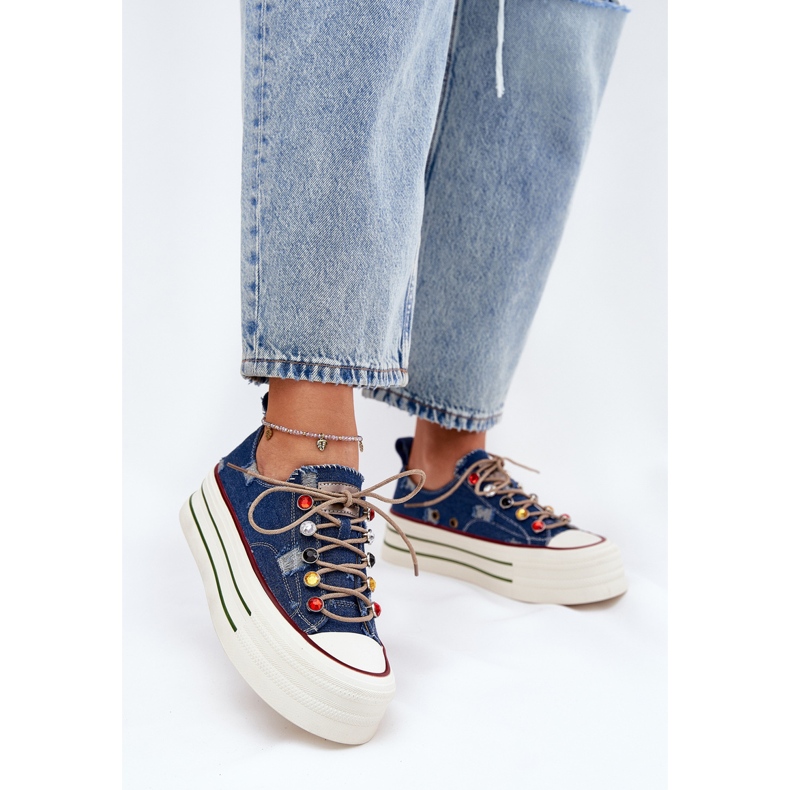 Sneakers pour femmes sur la plate-forme GOE RR2N4103 Bleu marine 2