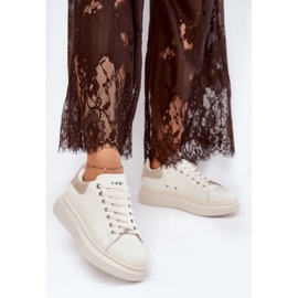 Baskets en cuir féminin sur Goe RR2N4004 Plateforme beige 2 Baskets en cuir féminin sur Goe RR2N4004 Plateforme beige 2