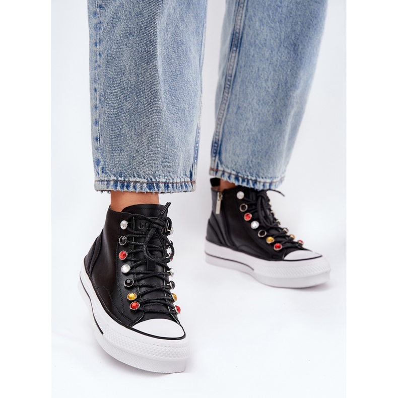 Goe RR2N4101 Sneakers en cuir élevé pour femmes le noir 2