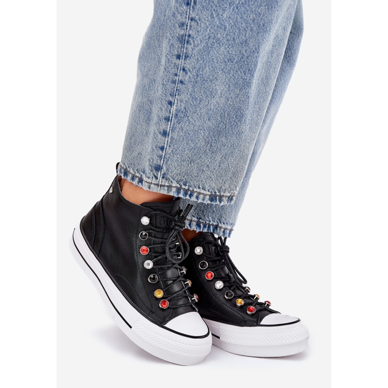 Goe RR2N4101 Sneakers en cuir élevé pour femmes le noir 1