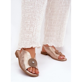 S.Barski Sandales féminines brillantes Détail décoratif S. Barski KV51-012 Or rose doré 2