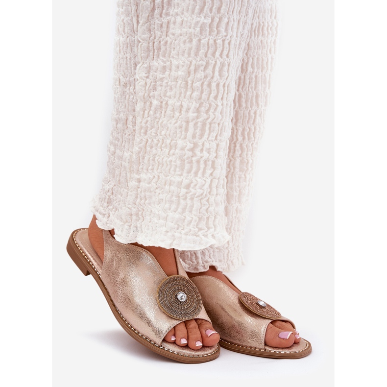 S.Barski Sandales féminines brillantes Détail décoratif S. Barski KV51-012 Or rose doré 1