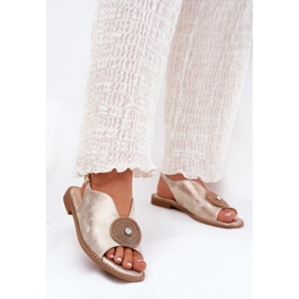 S.Barski Sandales féminines brillantes Détail décoratif S. Barski KV51-012 Zlotys d'or 2