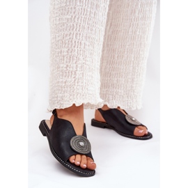 S.Barski Sandales féminines brillantes Détail décoratif S. Barski KV51-012 noir le noir 2 S.Barski Sandales féminines brillantes Détail décoratif S. Barski KV51-012 noir le noir 2