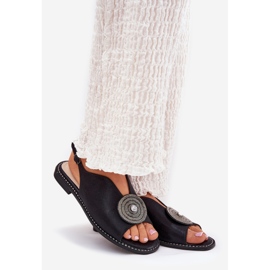 S.Barski Sandales féminines brillantes Détail décoratif S. Barski KV51-012 noir 1