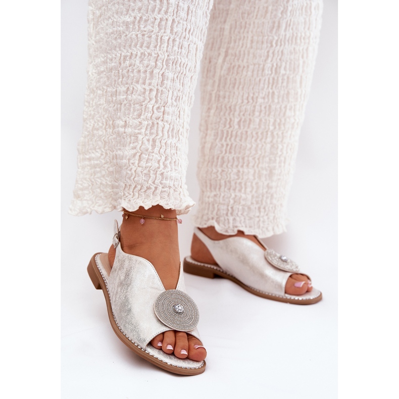 S.Barski Sandales féminines brillantes Détail décoratif S. Barski KV51-012 Silver argent 2