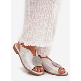 S.Barski Sandales féminines brillantes Détail décoratif S. Barski KV51-012 Silver argent 1