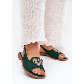 S.Barski Sandales pour femmes avec un cœur décoratif S. Barski KV27-018 Green vert 2