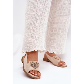 S.Barski Sandales pour femmes avec un cœur décoratif S. Barski KV27-018 Beige 2