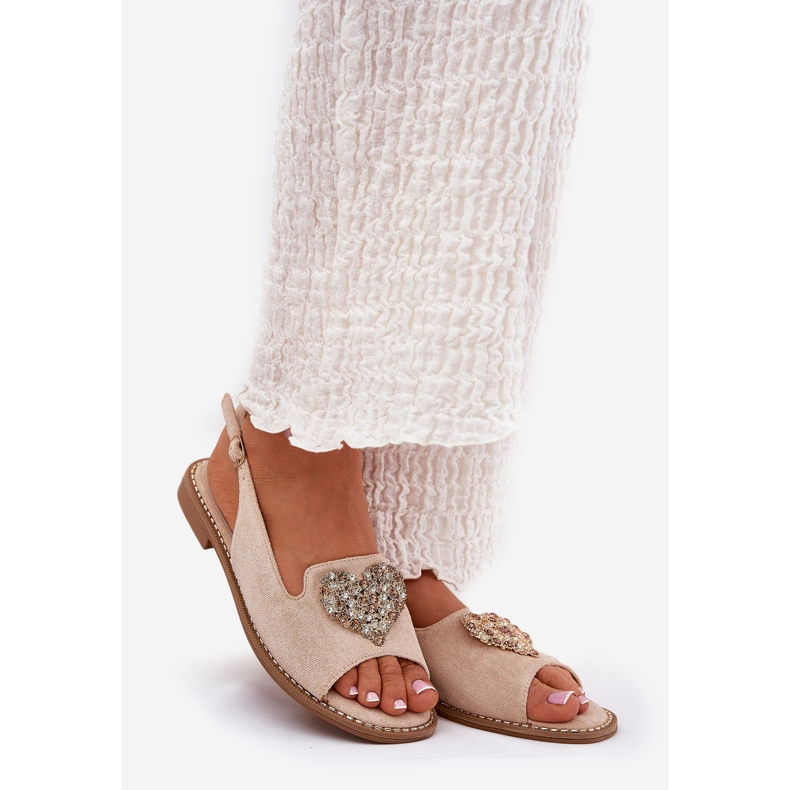 S.Barski Sandales pour femmes avec un cœur décoratif S. Barski KV27-018 Beige 1