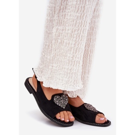 S.Barski Sandales pour femmes avec un cœur décoratif S. Barski KV27-018 noir 1