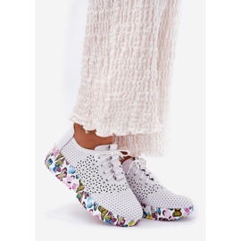 Cuir Openwork Chaussures pour femmes sur des coins papillons artiker 56c1618 blanc blanche 1