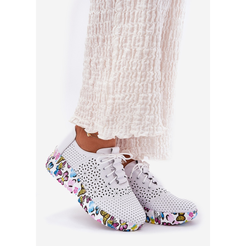 Cuir Openwork Chaussures pour femmes sur des coins papillons artiker 56c1618 blanc 1