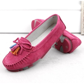 Filippo W PAW506B Mocassins en cuir suédé à franges fuchsia rose 6