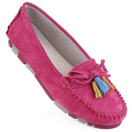 Filippo W PAW506B Mocassins en cuir suédé à franges fuchsia rose 9