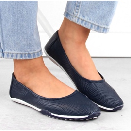 Filippo W PAW322B ballerines ajourées en cuir, bleu marine 6