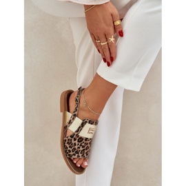 Zazoo 40385 Sandales en cuir féminines avec imprimé léopard marron brun 3