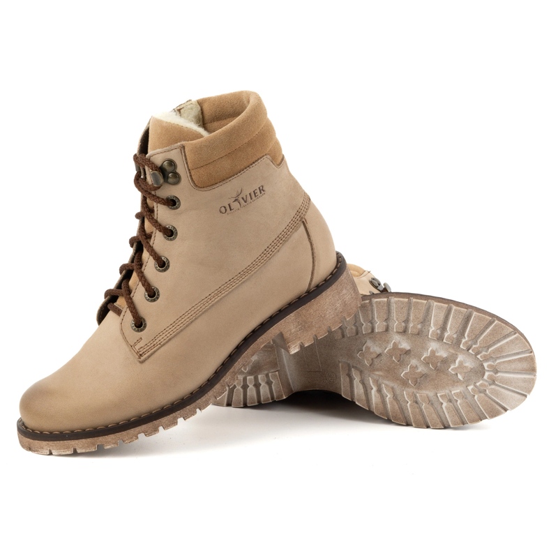Olivier Bottes en cuir pour femmes, bottes d'hiver isolées, 365BB, beige 2 Olivier Bottes en cuir pour femmes, bottes d'hiver isolées, 365BB, beige 2