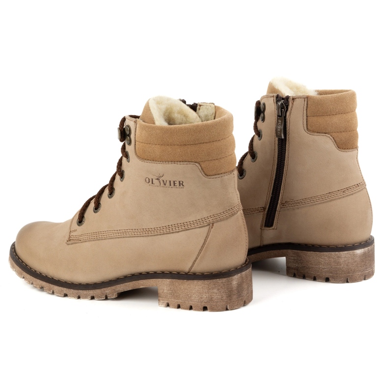 Olivier Bottes en cuir pour femmes, bottes d'hiver isolées, 365BB, beige 3 Olivier Bottes en cuir pour femmes, bottes d'hiver isolées, 365BB, beige 3