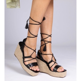 Sandales noires Espadrilles en coin 2