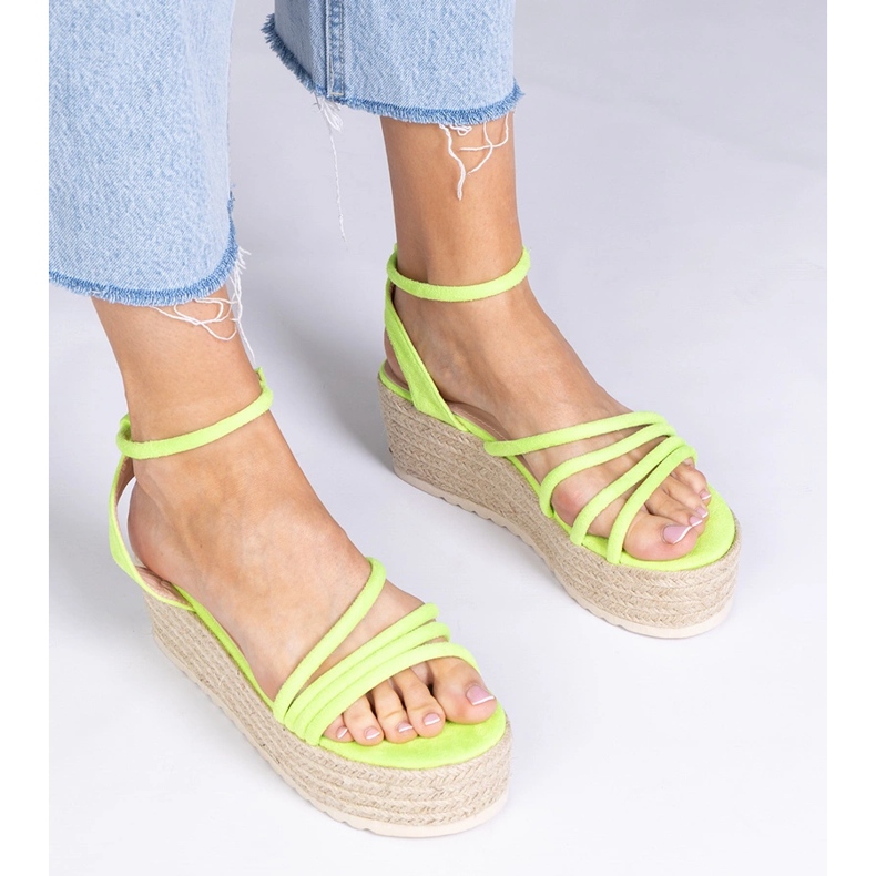 Sandales vertes Espadrille sur la plate-forme 1