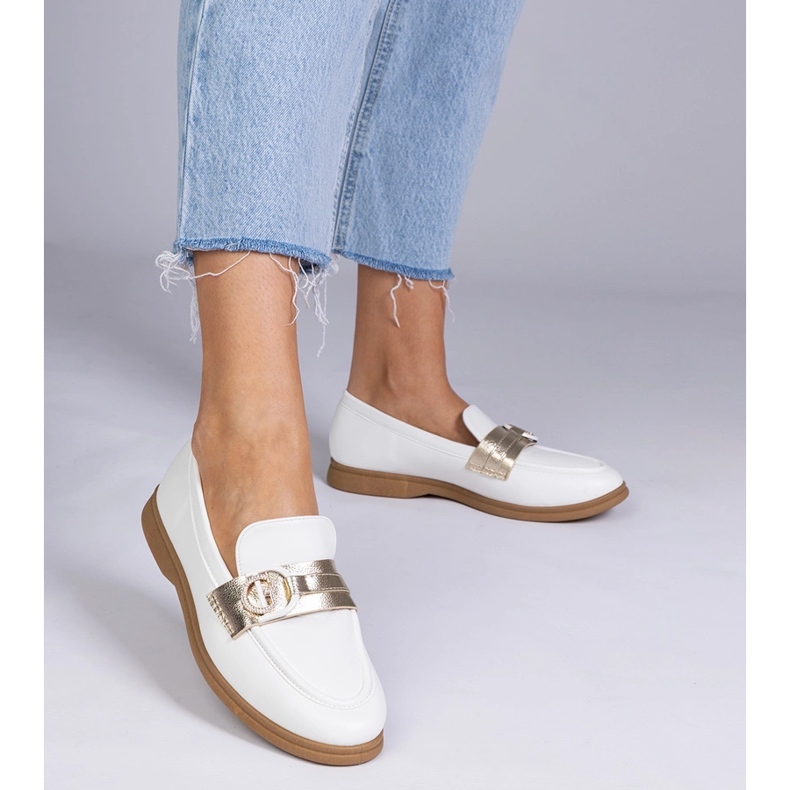 Mocasins d'écosse blanches avec zircons 1