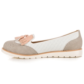 Vices Ballerines ajourées à franges blanche gris rose 3