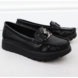 Mocassins en cuir sur une semelle épaisse noire Filippo 6827 le noir 2