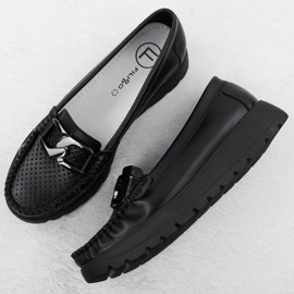 Mocassins en cuir sur une semelle épaisse noire Filippo 6827 le noir 3