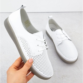 Chaussures en cuir pour femmes Openwork Lace - Up White Filippo 6788 blanc 1