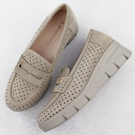 Moccasins pour femmes pour un coin ouvert Khaki Potocki 12608 beige 3