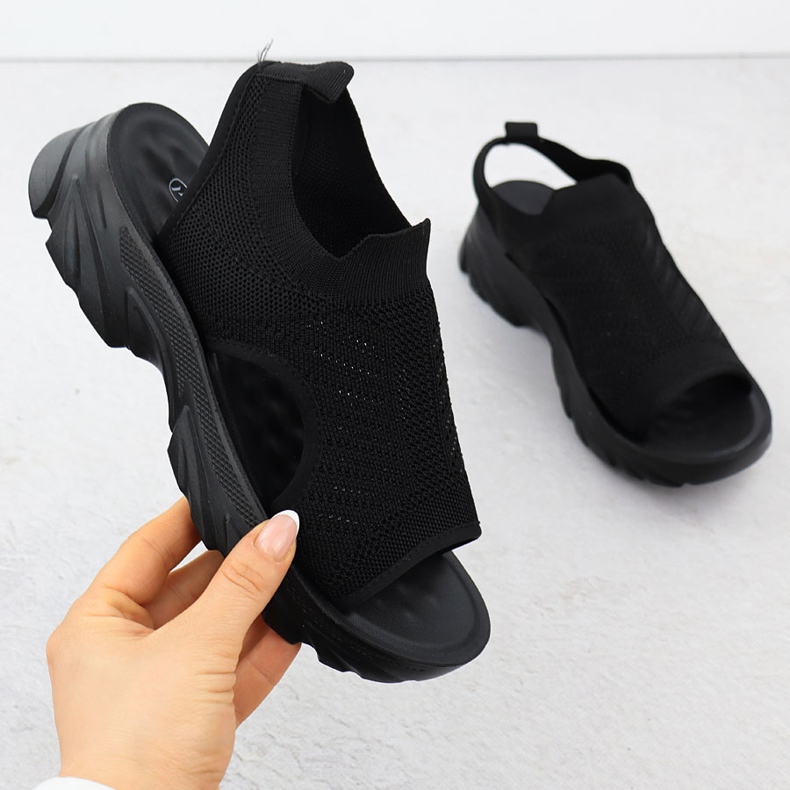 Sandales féminines construites-dans le potocki noir à 90302 le noir 1