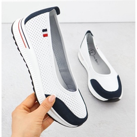 Ballerines en cuir OpenWork sur la plate-forme White Filippo 6134 blanc 1