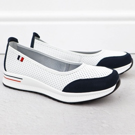 Ballerines en cuir OpenWork sur la plate-forme White Filippo 6134 blanche 2